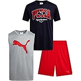 PUMA Boys Active Shorts Set - 3 Piece Performance T-Shirt, Dry Fit Tank Top, and Gym Shorts - Activewear Set for Boys (4-16)