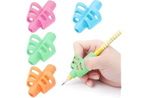 BUSHIBU Pencil Grips for Kids Handwriting, 4 Pcs Toddler Pencil Grippers, Pen Grips Trainer for Beginners Preschoolers Kindergarten Children