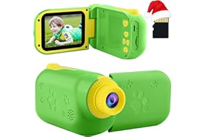 GKTZ Children Video Camera - Kids Digital Camera Toddler Toy Camcorder Birthday Gifts for Boys and Girls Age 3 4 5 6 7 8 9, 12MP Kids Video Recorder with 32GB SD Card - Green