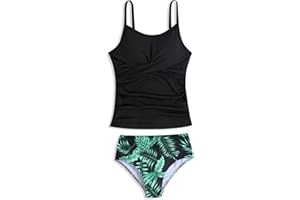 LKALPSQ Girls Swimsuits 2 Piece Bathing Suit Tropical Floral Swimwear 7-16 Years Beach Sport Halter Tankini