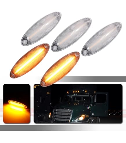 3 Amber LED Reflector Cab Light For 2008-2017 Freightliner Cascadia - Clear Lens, 36952 - View #8