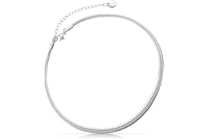 Made by Nami Flat Snake Chain Anklet- Stainless Steel Link Ankle Bracelet - Cute Boho Summer Beach Anklet - Handmade in Germany - Adjustable for Women, Teens & Girls