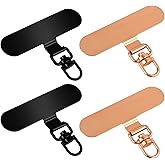 SolidSS 1 Set Stainless Steel Phone Tether Tabs，Adhesive Free Universal Mobile Phone Tether Patch，Compatible with Most Phones (2 Black+2 RoseGold)