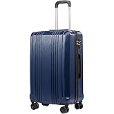 Coolife Luggage PC+ABS Hardshell Suitcase with TSA Lock, Spinner Carry On Lightweight (navy, S(20in_carry on))