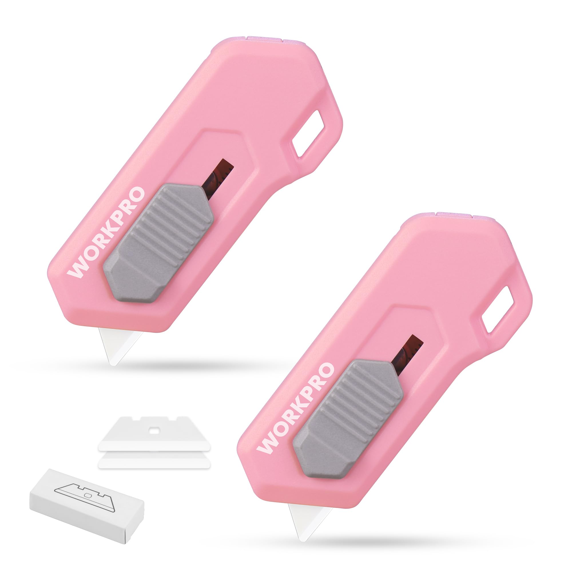 Photo 1 of WORKPRO Ceramic Small Safety Box Cutter, Automatic Rebound Mini Letter Opener, Quick Change Retractable Blade Razor Knife, with Extra Blades