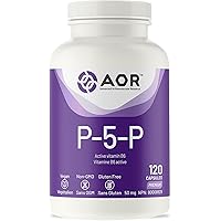 AOR P5P Vitamin B6 Supplement 50mg, 120 Caps 60-Day Supply - Active Form Pyridoxal-5-Phosphate - Gluten-Free, Non-GMO & Vegan