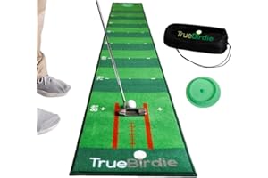 TRUEBIRDIE Indoor Putting Mat with Putt Alignment Training Aid, Golf Putting Green with Silicone Cup and Targets, Putting Matt for Indoors