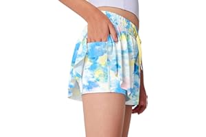 LaBeca Girls Flowy Athletic Shorts Running Tennis Active Butterfly Shorts Double Layer with Pockets Quick-Drying Shorts