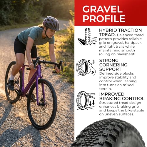 Fincci Pair of Gravel Tyres 700 x 38c (40-622) ETRTO – Ultra Light 450 g – 2 Schrader Valve Tubes Included – Nylon Puncture Protection – Ideal for Road, Hybrid and Electric Bike