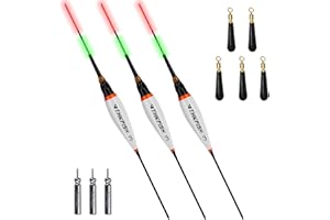THKFISH QualyQualy LED Fishing Bobbers Fishing Floats and Bobbers Lighted Bobbers for Night Fishing 1/32oz 1/24oz 1/16oz 3Pcs…