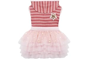 KYEESE Dog Sweater Dresses for Small Dogs with Leash Hole Dogs Hoodie Dress with Star Printing Shiny Dector