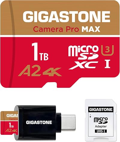 Gigastone 1TB Micro SD Card A2 V30 4K UHD GoPro w/ USB C 3.2 Card Reader Adapter