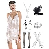 Women's Flapper Dress 1920s Gatsby Tassel Sway Dance Cocktail Dress with 20s Accessories Set