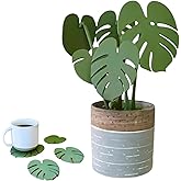 PFHHUDCVV Monstera Coaster Set, 4 Count, Green Leaf Silicone Drink Coasters, Non Slip, Anti Stain, Heat Resistant, Hand Wash Only