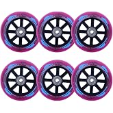 High Speed Inline Skate Wheels 100mm 85A 6 Pack / 8 Pack Inline Replacement Wheels with ABEC-9 Bearings Durable Free Wrench Universal (Pink,6)