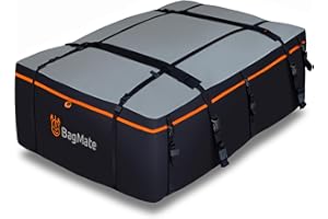 BagMate Military-Grade Waterproof Roof Bag - Rooftop Cargo Carrier – 19 Cubic Feet. (540L) with 4 Door Hooks, Zipper/Buckle Closure, Extra Strap – Black Roof Bag for Cars with or Without Rack