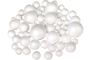 Ayfjovs 50 Pieces 5 Sizes Foam Balls, Craft Foam Balls, White Polystyrene Balls, Smooth Round Balls, DIY Craft for Home, Christmas Party Decoration, School Craft Project(1-2.4inch/2.5cm-6cm)