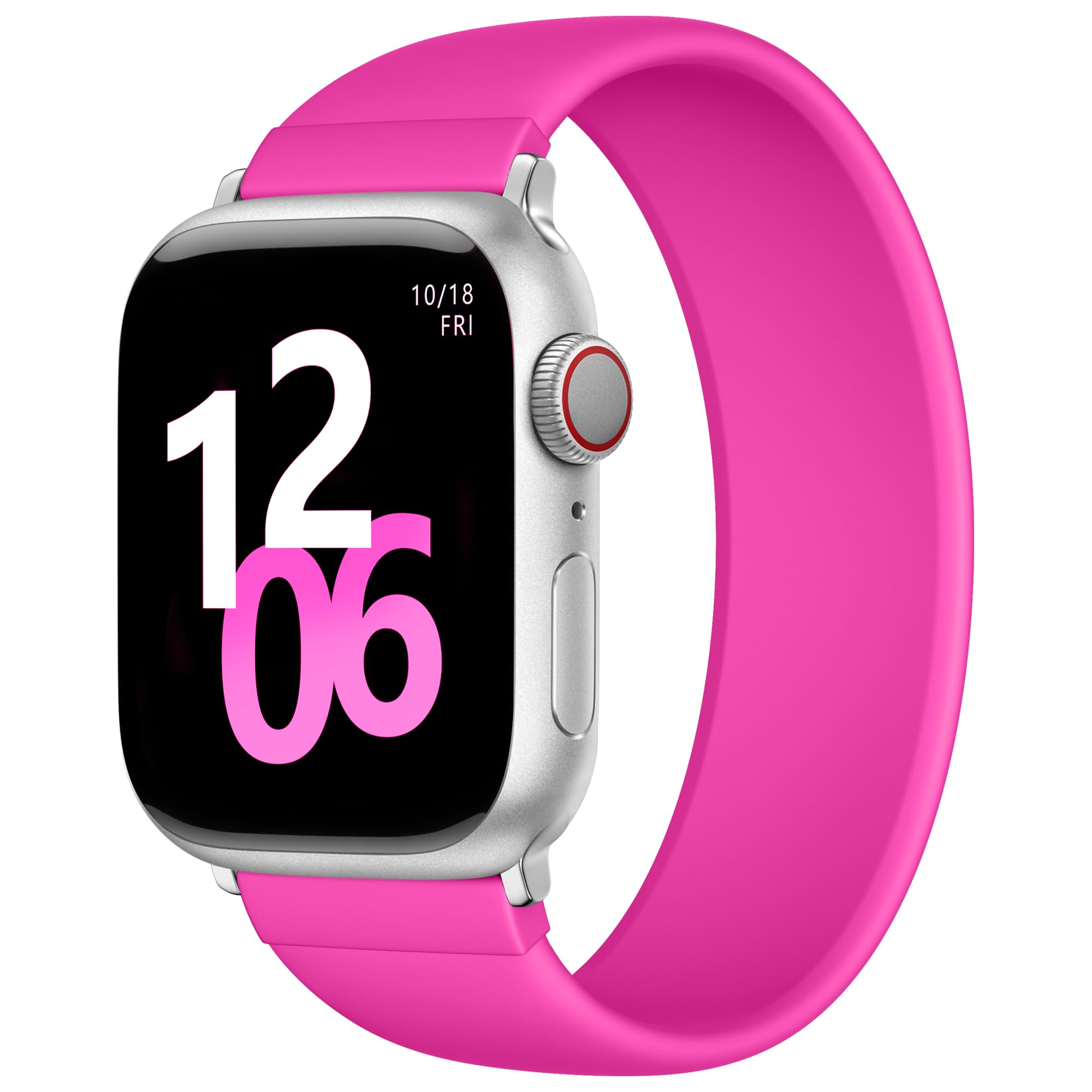 Zedoli Sport Solo Loop Band Compatible with Apple Watch Band 44mm 45mm 46mm 49mm 42mm Men, Stretchy Soft Silicone Elastic Waterproof Strap for iWatch Series 11 10 9 8 7 6 5 4 3 2 1 SE Ultra, Hot Pink