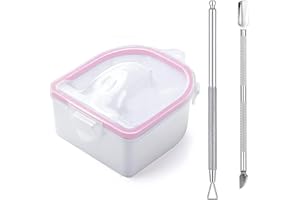 YOKILLY Nail Soaking Bowl, Soak Off Gel Polish Dip Powder Remover Manicure Bowl with Triangle Cuticle Peeler and Stainless Steel Cuticle Pusher Nail Art Tool (Pink-3pcs set)