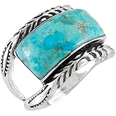 Turquoise Ring Sterling Silver 925 Genuine Gemstones Size 6 to 11