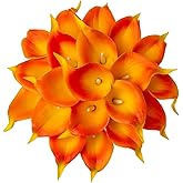DuHouse 20Pcs Artificial Calla Lily Flower Real Touch Latex Flowers for DIY Wedding Bouquet Party Home Decor (Sunset)