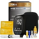 FORA Test N’GO Advance Voice Cholesterol Kit – 10 Total Cholesterol Strips + 10 Lancets | Bluetooth Meter (Optional App Sync) & Voice Guidance