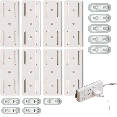 DALAETUS 28pc White Self Adhesive Power Strip Holder Cable Clips No Drill