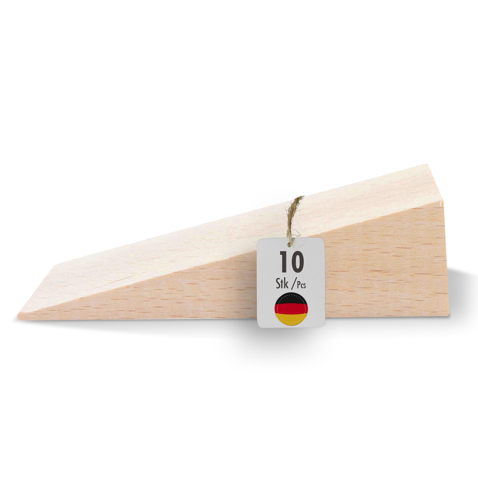 haggiy Hardwood Wedge - Wooden Wedge Set - Natural Beech Wedges - Door Stopper - Ideal for Furniture, Assembly, DIY - (LxWxH) 90 x 30 x 25 mm (10 Pcs.) — image 1
