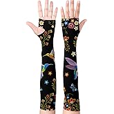 Minxiang Garden Sleeves for Women Boho Gardening Sleeves with Thumb Holes UV Sun Protection Arm Sleeves for Women