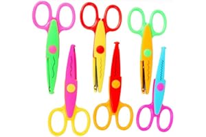 Jialeey Plastic Kids Design Safety Art Scissors Creative Crafts Scissors Paper Scrapbooking Decorative Wave Lace Edge Cutters Set 6 PCS