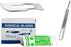 100 SCALPEL BLADES #20 PACK + SCALPEL HANDLE #4 KNIFE DERMAPLANING (CYNAMED)