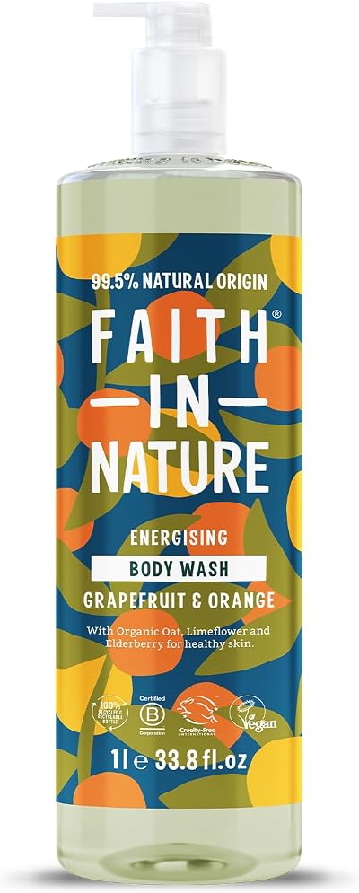 Faith In Nature Grapefruit & Orange Body Wash 1L Vegan No SLS Parabens