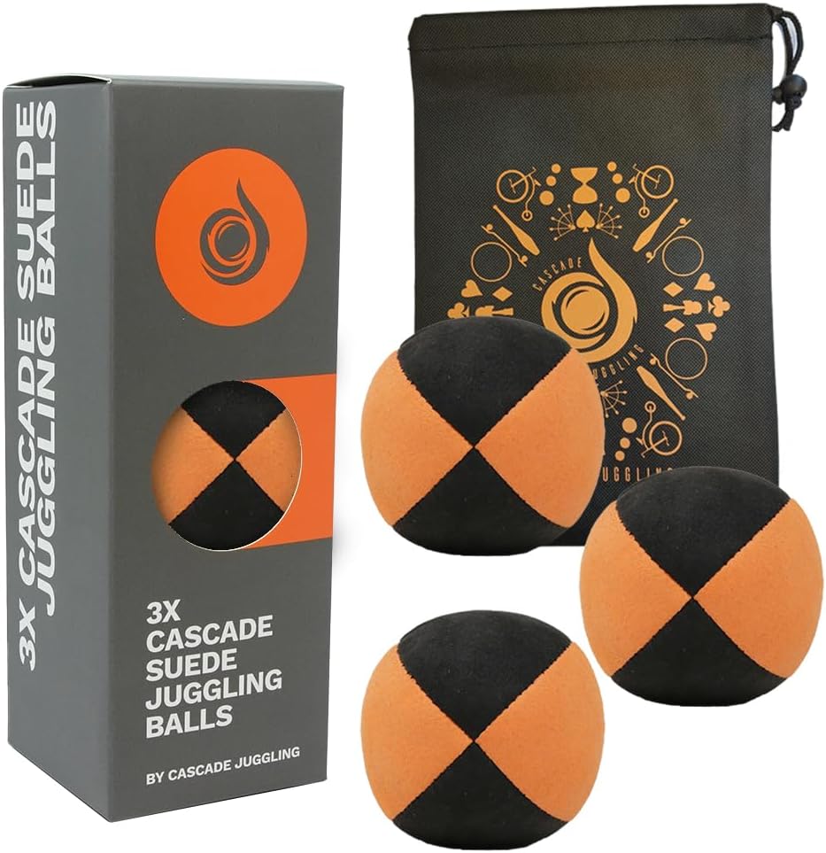 Cascade Juggling 3 x Suede 110g Balls with Bag Orange/Black Set