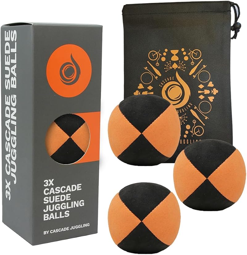 Cascade Juggling 3 x Suede 110g Balls with Bag Orange/Black Set