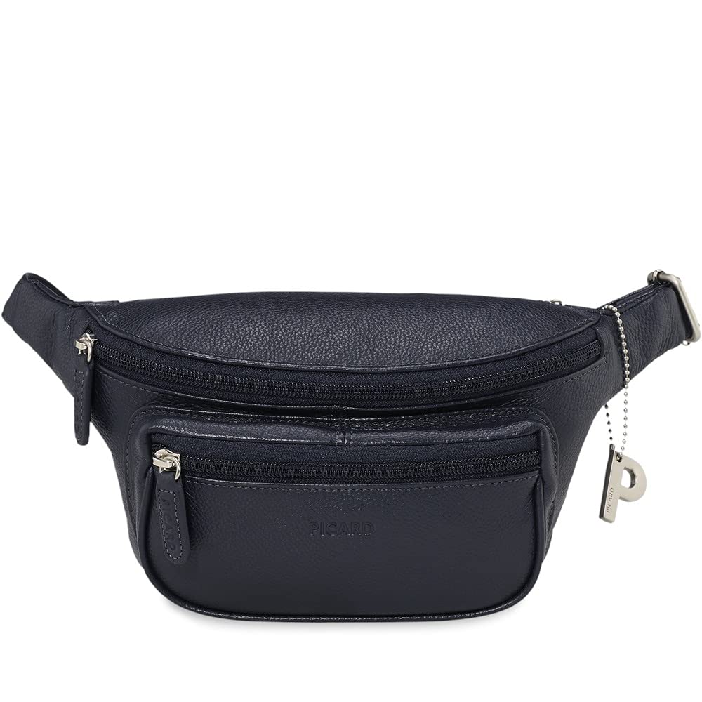 Picard Luis Women's Unisex Bum Bag Made of Cowhide Leather, Small, Medium, with Zip, Belt Bag, Everyday Life, Going Out, Travel, Blue, Standard Size, Belt Bag โ image 1