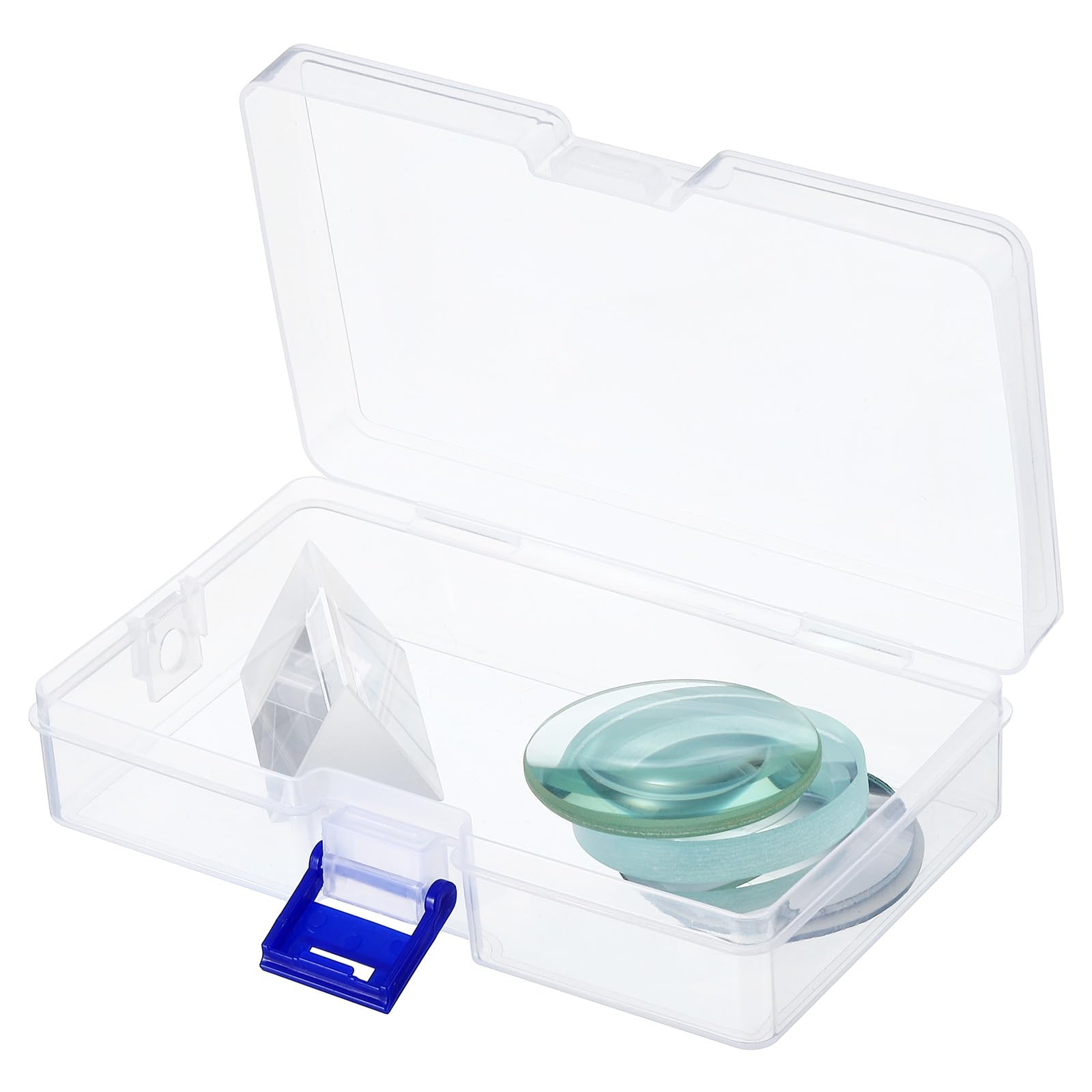 PATIKIL Optical Lens 1 Set, 5 Pcs Double Convex Lens Double Concave Lens Prism Lens Convex Mirror Concave Mirror for Physics Experiment Teaching, Clear