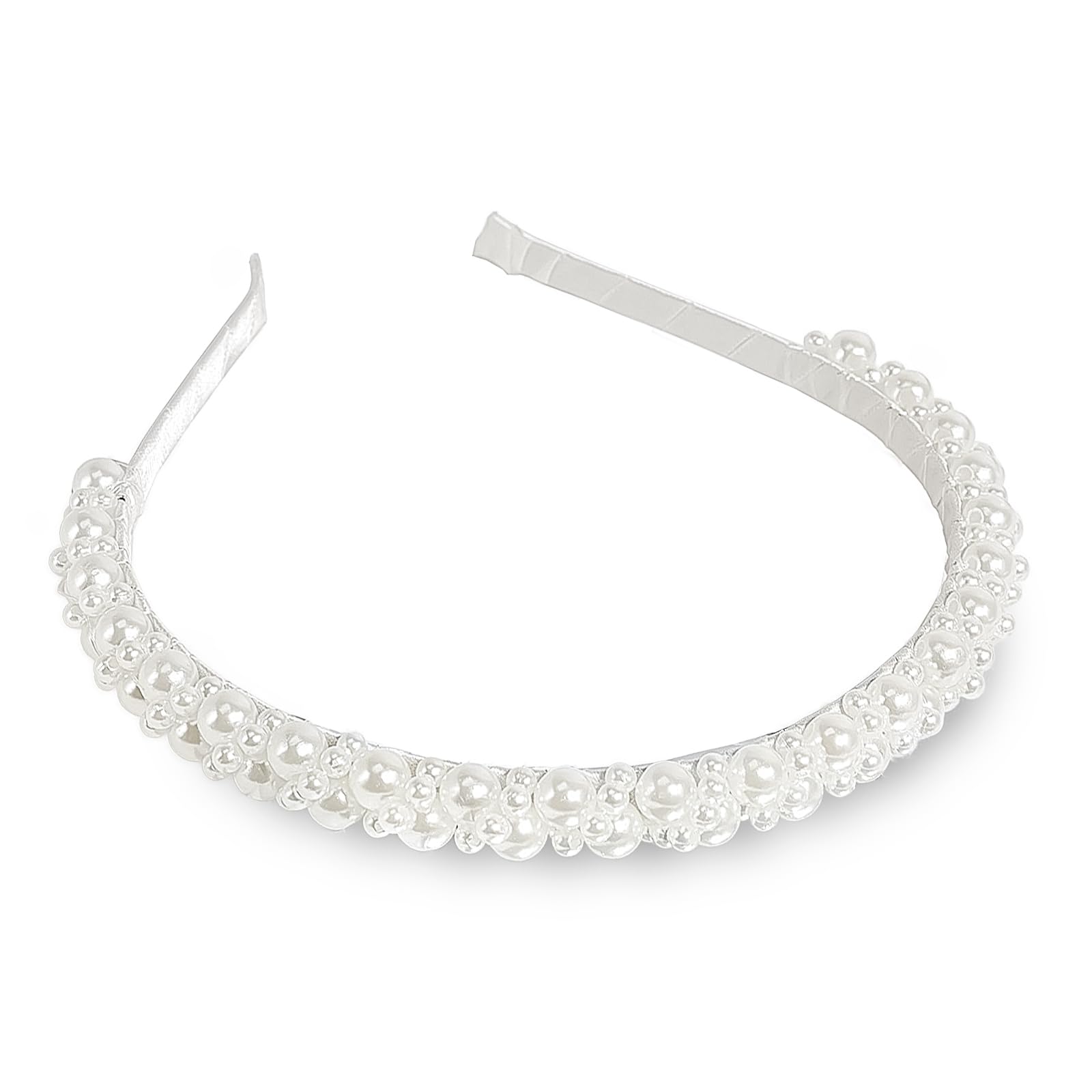 Photo 1 of Jacnkb Pearl Headbands for Women and Girls, White Beads Headband for Women, Faux Pearl for Wedding Brides, Fashion Bling Hairbands Beaded Hair Hoop Accessories for Birthday Parties (White)