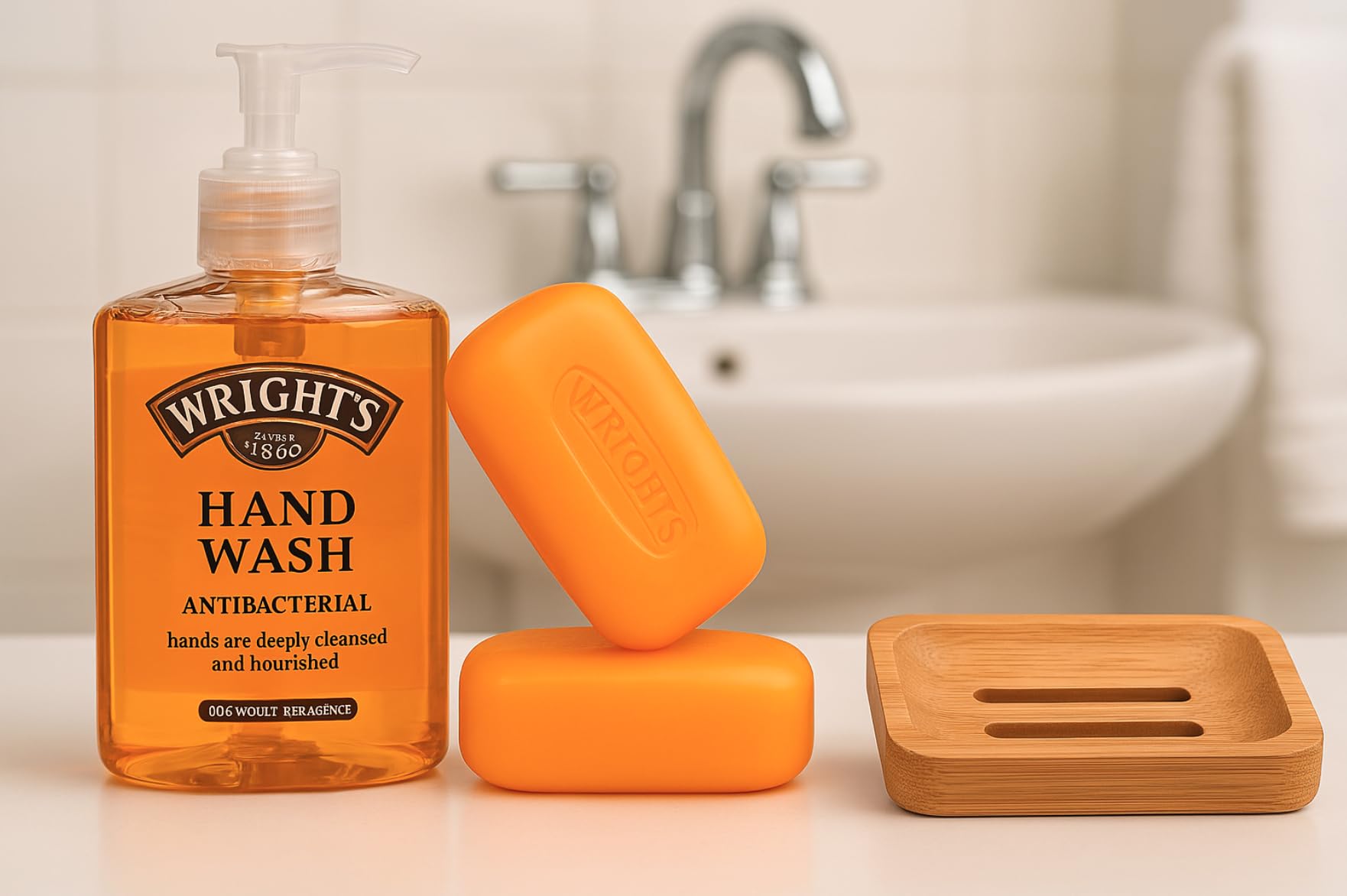 Wrights Traditional Soap 2x100gr+ Wright's Hand Wash 250 ml+Dr Cosi Natural Wooden Bamboo Soap Dish Storage Holder-Dr Cosi Cleansing Set