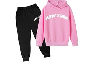 Bwaydeg CALIFORNIA Girls' Jogger Set - 2 Piece Hoodie Sweatshirt and Sweatpants Sweatsuit Fall Clothes Set for 3-14 Years