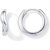 PAVOI 14K Gold Plated 925 Sterling Silver Posts Wavy Huggie Hoops | Twisted Wave Hoop Earrings for Women