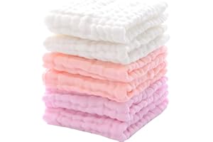 Baby Muslin Washcloths 6 Pack Bath Towel Natural Cotton Baby Wipes Soft Newborn Child Face Towel for Sensitive Skin Registry 