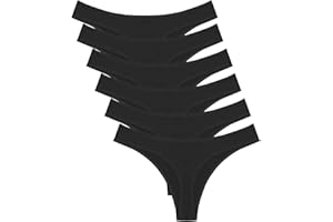 DRESHOW 6 Pack Women Underwear Thongs, Ladies Thong, Breathable Comfortable Cotton Panties Undies for Women Bikini Underwear