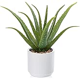 GnFlus Artificial Succulent Aloe Plants 13 Inch Large Faux Succulents with Ceramic Pot Fake Aloe Potted Plant for Home Indoor Bathroom Table Bedroom Shelf Office Decor