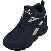 CALTO Men's Invisible Height Increasing Elevator Trainer Shoes - Blue/Grey Lace-up Fashion High-Top Hiker Sneakers - 4.0 Inches Taller - S33595 - Size 9 D(M) US