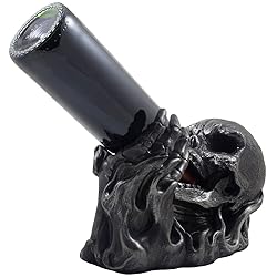 Evil Skull Rising from Flames Wine Bottle Holder