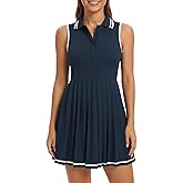 ATTRACO Women Tennis Dresses Polo Golf Dress Zip Up Pleated Workout Dress with Built in Shorts and Bra