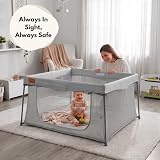 Venture All Stars Joy Square Baby Playpen Foldable Mesh Sides Travel Bag Grey view 2