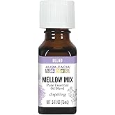 Aura Cacia Mellow Mix Essential Oil Blend | Lavender, Sandalwood, Lemon, Petitgrain, Roman Chamomile, Neroli - Calming Aromatherapy for Diffusion, Topical Use | 0.5 Fl Oz (Pack of 1)