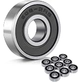Wellgo 608-2RS Ball Bearings Skateboard Bearings Double Rubber Sealed Shielded Miniature Deep Groove Bearings 8mm x 22mm x7mm for Skateboards Inline Skate Scooter Roller Blade Skates etc -10pcs