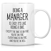 Retreez Funny Mug - Being A Manager is Easy 11 Oz Ceramic Tea Coffee Mugs - Funny, Sarcasm, Motivational, Inspirational, Thank You birthday gifts for friends, coworkers, employer, boss lady, dad mom